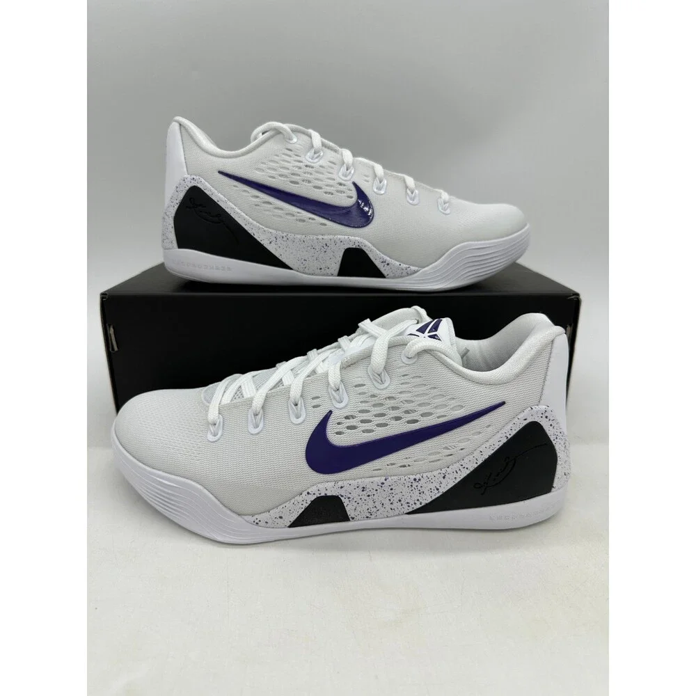 Nike Kobe 9 IX Elite Low Men's Size 10 White Purple Basketball Shoes IH1401 100